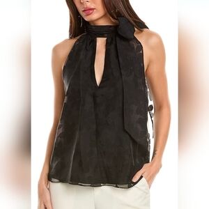 Ramy Brook Black Side Tie-Neck Blouse